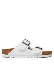 Birkenstock Klapki Arizona Birko-Flor 552683 Biały. Białe klapki damskie Birkenstock, bez wzorów, ze skóry, bez obcasa. Za 399.99 zł.