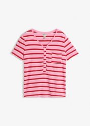 T-shirt z mieszanki bawełny i wiskozy. Czerwone t-shirty damskie bonprix, bez wzorów, z bawełny, bez kołnierzyka. Za 24.99 zł.
