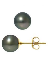 Pearline Złote kolczyki-wkrętki z perłami rozmiar: onesize. Brązowe kolczyki damskie Pearline, z perłą, złote. Za 956.99 zł.