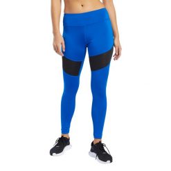 Spodnie do biegania damskie Reebok Wor Mesh Tight. Niebieskie spodnie sportowe damskie Reebok, m, z meshu, do biegania. Za 157.00 zł.