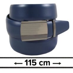 Pasek Granatowy do Spodni 115 cm, Automatyczna Klamra, Skórzany, Elegancki -VICTORIO. Niebieskie paski męskie Victorio, bez wzorów, ze skóry, eleganckie. Za 99.00 zł.
