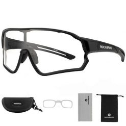 Okulary rowerowe fotochromowe Rockbros 10139. Czarne okulary przeciwsłoneczne męskie ROCKBROS, z gumy. Za 139.00 zł.
