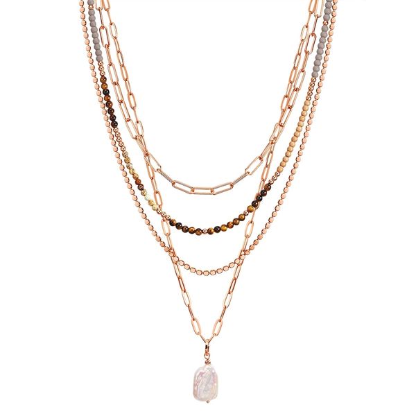 Lulu & Jane Stop metali KamieŃ naturalny Perła hodowlana słodkowodna Naszyjniki 1 ct Damski. Białe naszyjniki damskie Lulu & Jane, złote. Za 199.99 zł.