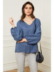 Joséfine Lniana bluzka "Celiane" w kolorze niebieskim rozmiar: S. Niebieskie bluzki damskie Joséfine, s, bez wzorów, ze lnu, bez kołnierzyka, bez ramiączek. Za 143.99 zł.