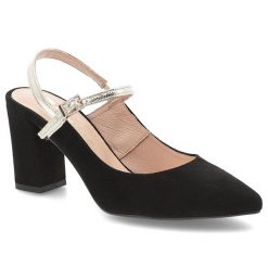 Czarne Czółenka Armodo Eleganckie Obuwie Damskie Ze Złotym Paseczkiem. Czarne czółenka damskie Armodo, bez wzorów, z zamszu, bez obcasa, na obcasie. Za 399.00 zł.