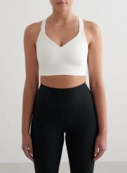 Damski biustonosz sportowy wysokie wsparcie prążkowany Ribbed Performance biały. Białe biustonosze sportowe damskie Aim'n, bez wzorów, z materiału. Za 254.00 zł.