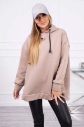 Bluza ocieplana z suwakiem na boku ciemno beżowa. Brązowe bluzy z kapturem damskie KESI, l, z bawełny. Za 250.94 zł.