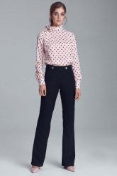 Czarne Eleganckie Spodnie z Napami na Pasku. Czarne spodnie materiałowe damskie Nife, bez wzorów, z elastanu, eleganckie. Za 224.90 zł.