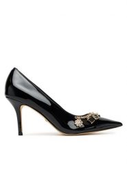 Guess Szpilki FLTNN2 PAF08 Czarny. Czarne szpilki Guess, z aplikacjami, ze skóry, bez obcasa. Za 649.99 zł.