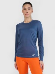 4F Koszulka w kolorze granatowym do narciarstwa biegowego rozmiar: S. Niebieskie bluzki sportowe damskie 4f, s, z materiału, bez kołnierzyka, bez ramiączek. Za 72.95 zł.