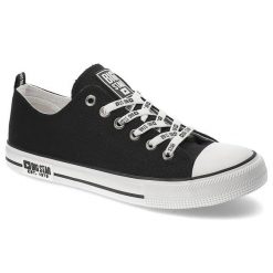 Czarne Trampki Big Star Męskie Wygodne Buty. Czarne trampki i tenisówki męskie Big Star, z aplikacjami, z materiału, bez zapięcia. Za 99.00 zł.