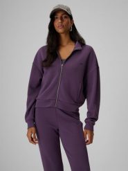 4F Bluza dresowa loose bez kaptura damska - fioletowa S. Fioletowe bluzy bez kaptura damskie 4f, s, bez wzorów, z dresówki, bez ramiączek, bez kaptura. Za 169.99 zł.