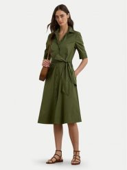 LAUREN RALPH LAUREN Sukienka koszulowa 200748950014 Zielony Regular Fit. Zielone sukienki damskie Lauren Ralph Lauren, bez wzorów, z bawełny, bez kołnierzyka, bez ramiączek, koszulowe. Za 909.99 zł.