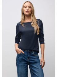 Street One Koszulka w kolorze granatowym rozmiar: 38. Niebieskie bluzki damskie Street One, bez wzorów, bez kołnierzyka. Za 113.63 zł.