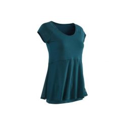 Koszulka krótki rękaw Gym & Pilates 530 damska. Niebieskie bluzki sportowe damskie DOMYOS, xs, bez wzorów, z bawełny, bez kołnierzyka. W wyprzedaży za 44.99 zł.