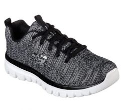 Buty do chodzenia damskie Skechers Gracefultwisted. Czarne buty sportowe na co dzień damskie Skechers, bez wzorów, z materiału, trekkingowe. Za 278.00 zł.