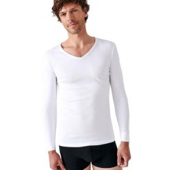 Koszulka z długim rękawem i dekoltem w serek Damart Thermolactyl. Białe koszulki męskie z długim rękawem DAMART, m. Za 169.50 zł.