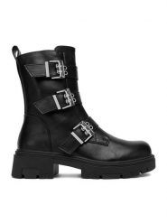 DeeZee Botki HX22030-96 Czarny. Czarne botki damskie DeeZee, z materiału, bez obcasa, na płaskiej podeszwie, bez zapięcia. Za 219.99 zł.
