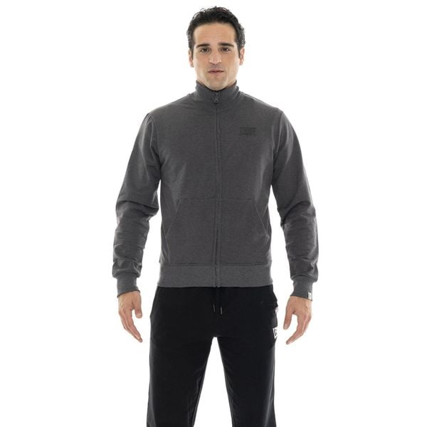 Bluza z bawełna z zamek błyskawiczny na trening. Szare bluzy bez kaptura męskie LEONE 1947 APPAREL, bez wzorów, z bawełny, sportowe, bez kołnierzyka, bez ramiączek. W wyprzedaży za 162.09 zł.
