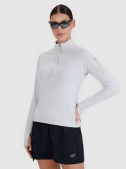 4F Bluza trekkingowa regular szybkoschnąca damska - szara L. Szare bluzy bez kaptura damskie 4f, l, z elastanu. W wyprzedaży za 99.99 zł.