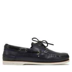 Półbuty Tommy Hilfiger. Niebieskie półbuty męskie Tommy Hilfiger, bez zapięcia. Za 379.99 zł.