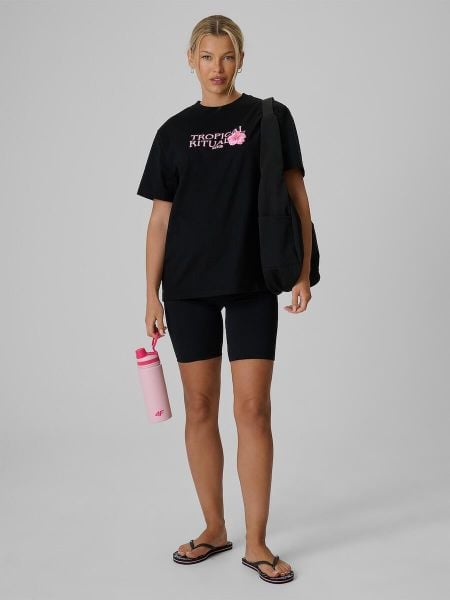 Legginsy kolarki dzianinowe damskie 4F 4FRSS26TSTIF037. Czarne legginsy damskie 4f, l, bez wzorów, z dzianiny. Za 68.99 zł.