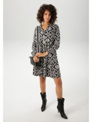 Aniston Sukienka w kolorze czarno-białym rozmiar: 38. Białe sukienki damskie Aniston, bez wzorów, z wiskozy, bez kołnierzyka, bez ramiączek, mini. Za 92.86 zł.