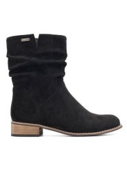 Clara Barson Botki WS14087-02 Czarny. Czarne botki damskie Clara Barson, z materiału, bez obcasa, na płaskiej podeszwie, bez zapięcia. Za 139.99 zł.