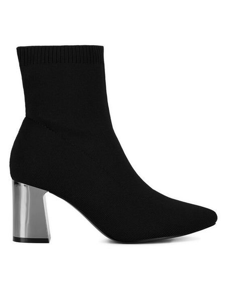 Jenny Fairy Botki WYL4043-1 Czarny. Czarne botki damskie Jenny Fairy, z materiału, bez obcasa, na słupku, bez zapięcia. Za 109.99 zł.