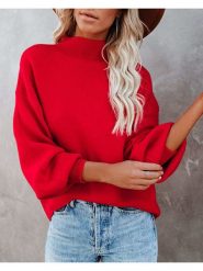 Milan Kiss Sweter w kolorze czerwonym rozmiar: XL. Czerwone golfy damskie Milan Kiss, xl, bez wzorów, bez ramiączek. Za 130.99 zł.