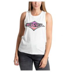 Koszulka sportowa damska Superdry Vintage Cali Vest. Białe bluzki sportowe damskie Superdry., l, bez wzorów, z bawełny, bez ramiączek. Za 71.00 zł.