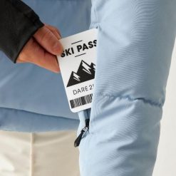 Damska kurtka z kapturem Dare 2B Glacier. Niebieskie kurtki damskie Dare 2b, bez wzorów, z puchu, z kapturem, narciarskie. Za 525.15 zł.