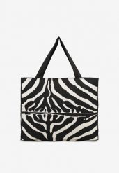 Czarno-Biała Torebka Typu Shopper w Zebrę o Prostokątnym Kształcie Salisenna. Czarne shopper bag damskie Renee, bez wzorów, z jeansu, bez dodatków. Za 49.99 zł.