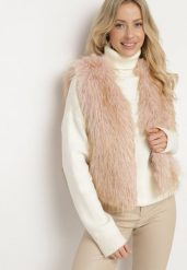 Ciemnobeżowa Kamizelka Futrzana Bez Zapięć Loreti. Brązowe kamizelki damskie Born2be, m, z futra. Za 139.99 zł.