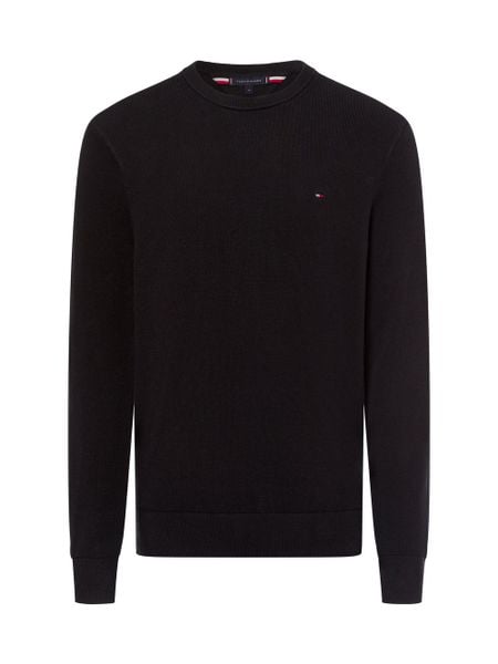 Tommy Hilfiger sweter Mężczyźni Bawełna czarny, L. Czarne swetry męskie Tommy Hilfiger, l, bez wzorów, z bawełny, bez kołnierzyka. Za 409.95 zł.