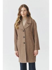 TATUUM Wełniany płaszcz "Sewro" w kolorze jasnobrązowym rozmiar: 44. Brązowe płaszcze damskie Tatuum, bez wzorów, z wełny. Za 414.33 zł.