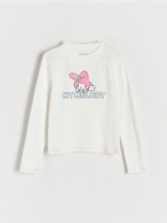 Koszulka My Melody - złamana biel. Koszulki dziewczęce Reserved, bez wzorów, z bawełny, bez ramiączek. W wyprzedaży za 42.99 zł.