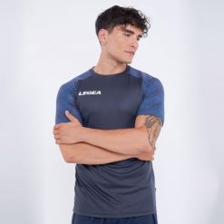 Męska Koszulka Biegowa Oddychająca 100% Poliester Ciemnoszary-Turkusowy. Niebieskie t-shirty sportowe męskie Legea, m, z materiału, bez ramiączek, do biegania. Za 148.00 zł.