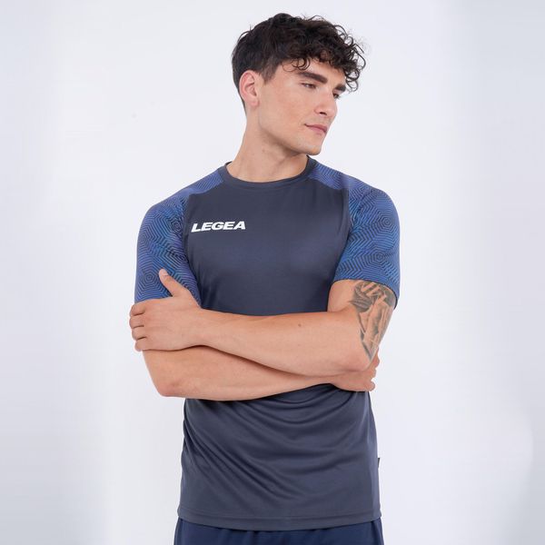 Męska Koszulka Biegowa Oddychająca 100% Poliester Ciemnoszary-Turkusowy. Niebieskie t-shirty sportowe męskie Legea, m, z bawełny, bez ramiączek, do biegania. Za 148.00 zł.