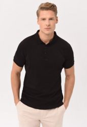 Koszulka polo O-VOLVI. Czarne koszulki polo męskie Volcano, l, bez wzorów, z bawełny, bez ramiączek. Za 109.99 zł.