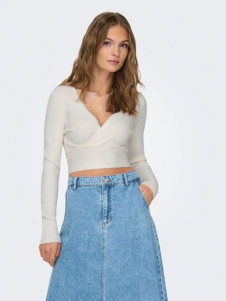 ONLY Sweter w kolorze kremowym rozmiar: S. Brązowe swetry klasyczne damskie Only, s, bez kołnierzyka. Za 82.83 zł.