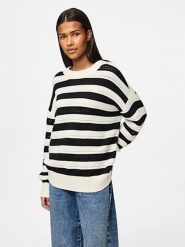 Pieces Sweter w kolorze czarno-białym rozmiar: XS. Białe swetry klasyczne damskie Pieces, xs, z bawełny, bez kołnierzyka. Za 70.24 zł.