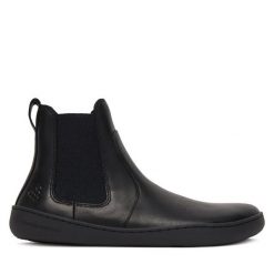 Sztyblety Vivo Barefoot. Czarne botki damskie Vivo Barefoot, bez obcasa, na płaskiej podeszwie, bez zapięcia. Za 549.99 zł.