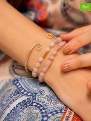 L'Atelier de Gaia Bransoletki (3 szt.) z różowym kwarcem rozmiar: onesize. Czerwone bransoletki damskie L'Atelier de Gaia, z mosiądzu. Za 51.95 zł.