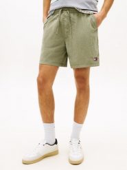 Tommy Jeans spodenki kąpielowe Mężczyźni Sztuczne włókno zielony, M. Zielone kąpielówki męskie Tommy Jeans, m, bez wzorów, z jeansu. Za 229.95 zł.