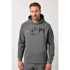 Męska Bluza z kapturem belly fit fitness dzianina dresowa kaptur. Szare bluzy sportowe męskie JAY-PI, bez wzorów, z bawełny, casualowe, bez kołnierzyka, bez ramiączek. Za 349.99 zł.