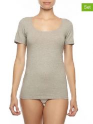 COTONELLA Koszulki (2 szt.) w kolorze szarym rozmiar: XL. Szare t-shirty damskie Cotonella, xl, bez wzorów, bez kołnierzyka. Za 52.99 zł.