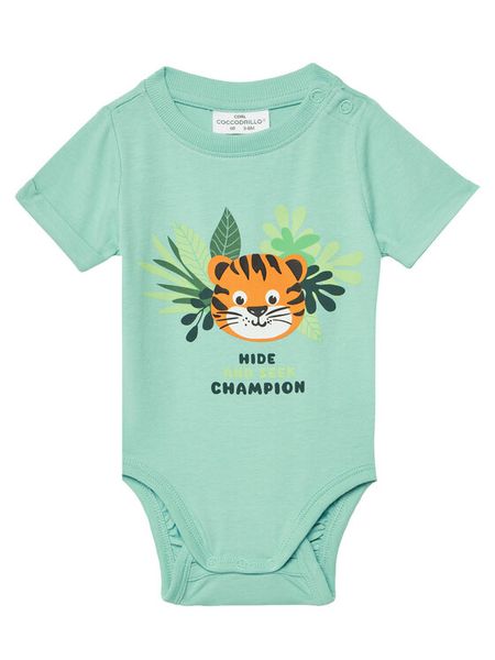 Coccodrillo Body dziecięce WC5112203TBN Turkusowy Regular Fit. Niebieskie body niemowlęce COCCODRILLO, bez wzorów, z bawełny, bez ramiączek. Za 24.99 zł.