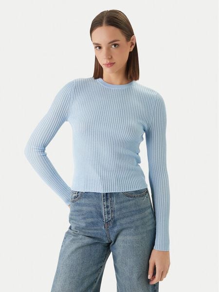 HUGO Sweter Somya_B 50554221 Błękitny Slim Fit. Niebieskie swetry klasyczne damskie Hugo, m, z wełny, bez kołnierzyka. Za 429.99 zł.