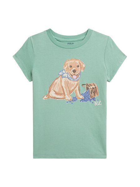 Polo Ralph Lauren T-Shirt 312A11768001 Zielony Regular Fit. Zielone koszulki dziewczęce Polo Ralph Lauren, bez wzorów, z bawełny, bez ramiączek. Za 249.99 zł.